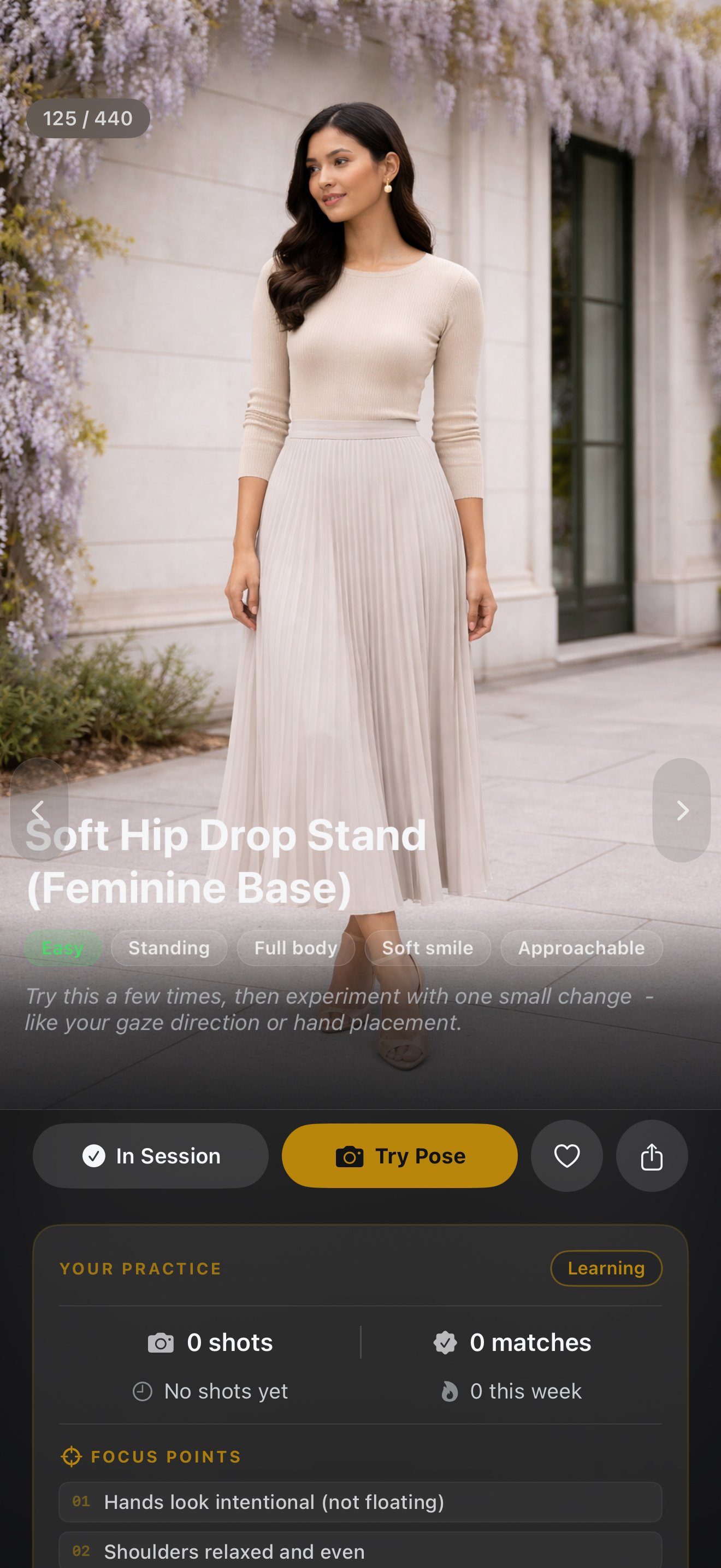 Pose detail with instructions
